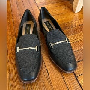 Donna Karan Lois Felt-Paneled Leather Loafer Sz 6.5